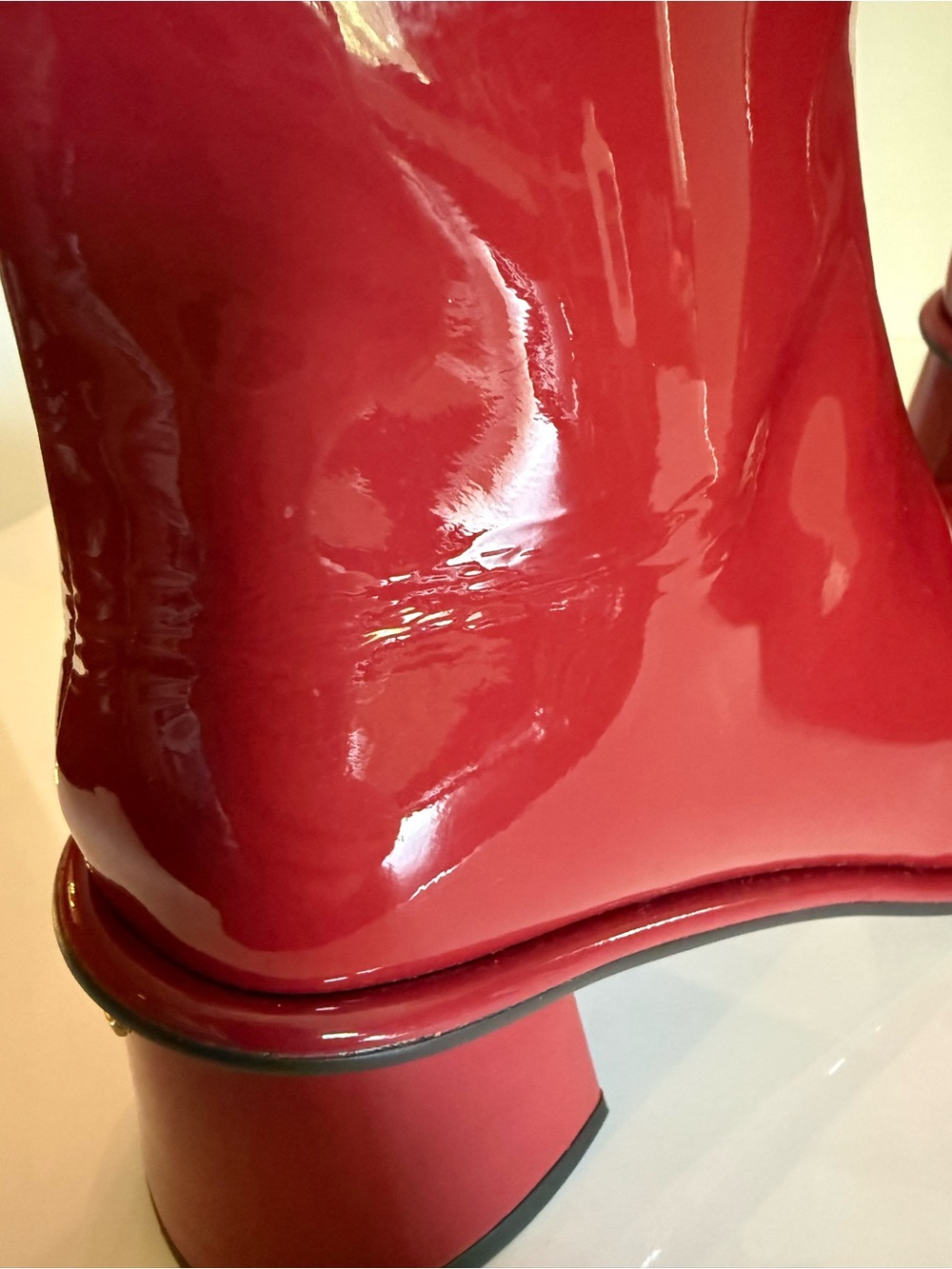 Coach Red Patent Leather Block Heel Boots - Picture 8 of 12
